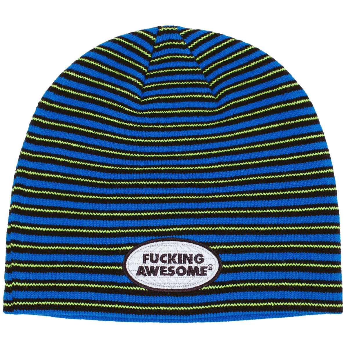 Fucking Awesome Striped Skully Beanie - Blue image 1