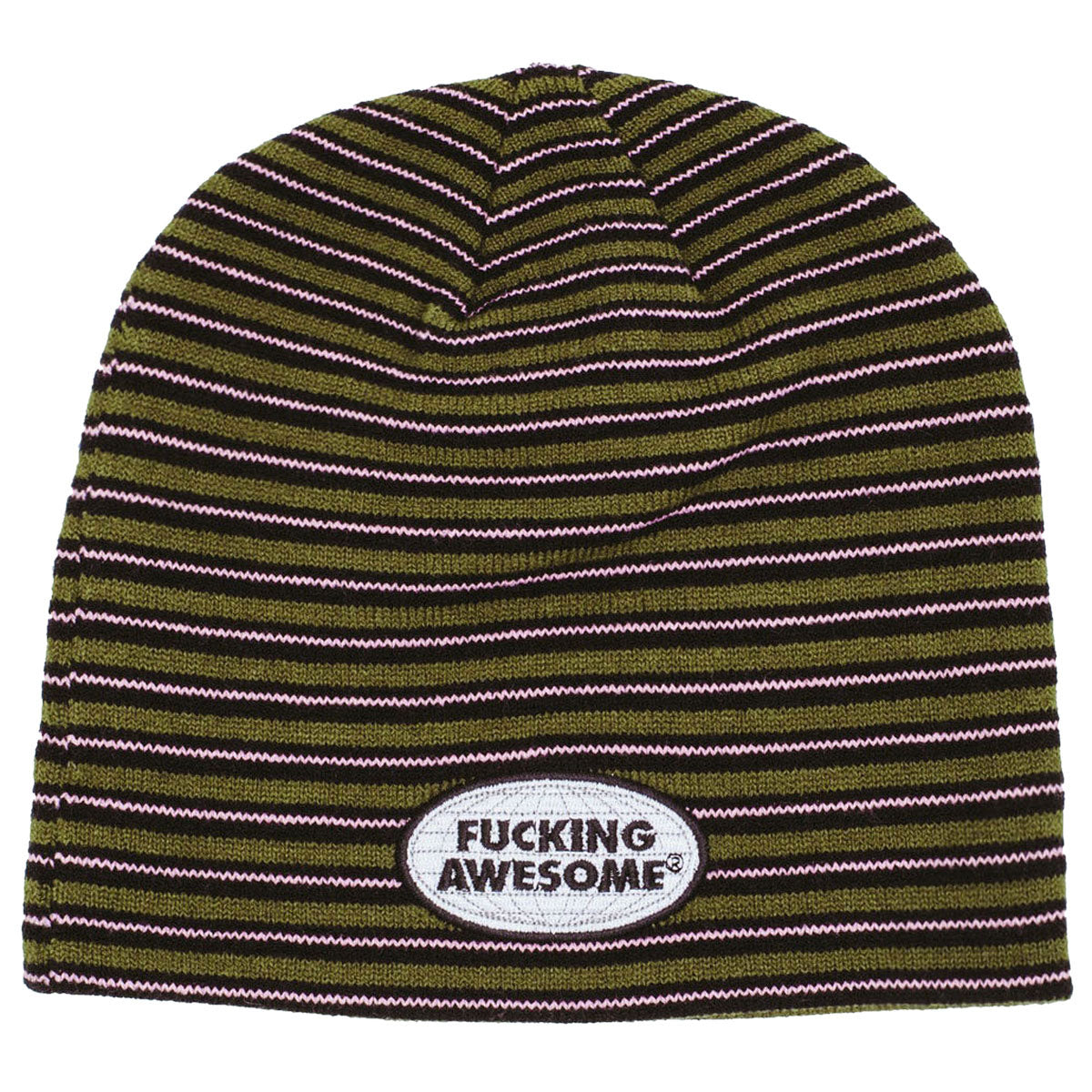 Fucking Awesome Striped Skully Beanie - Green image 1