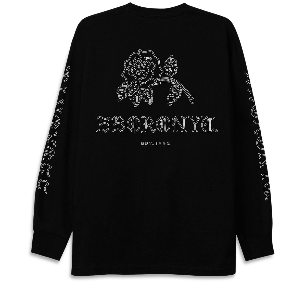 5Boro Withered Rose Long Sleeve T-Shirt - Black/White image 1