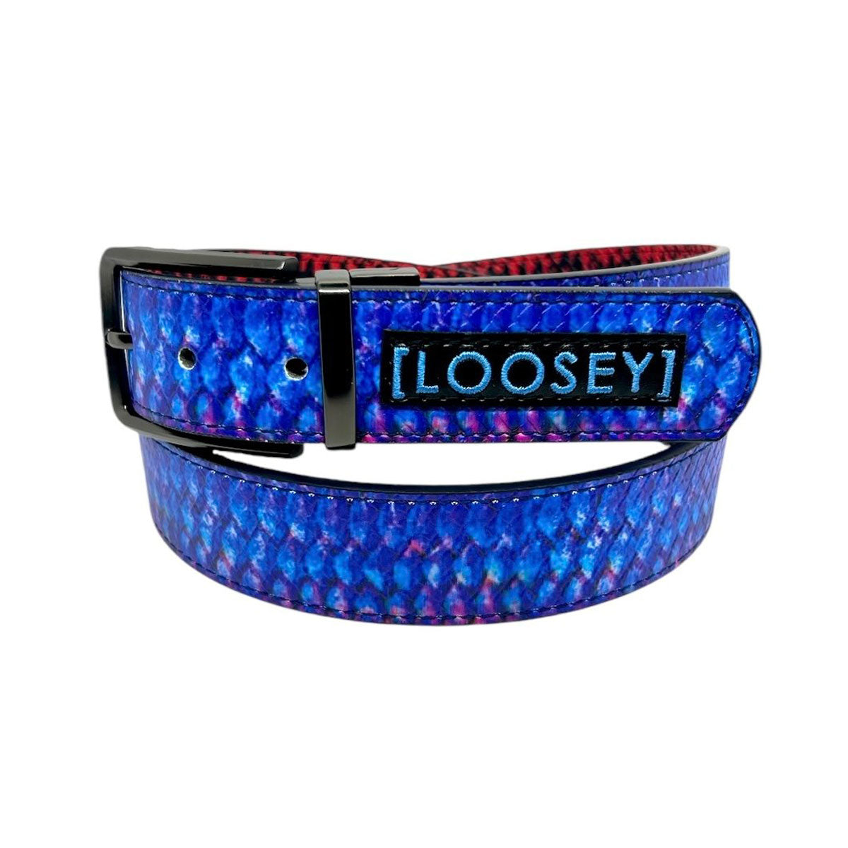 Loosey x Atlantic Drift Reversible Fish Scale Belt - Red/Blue image 1