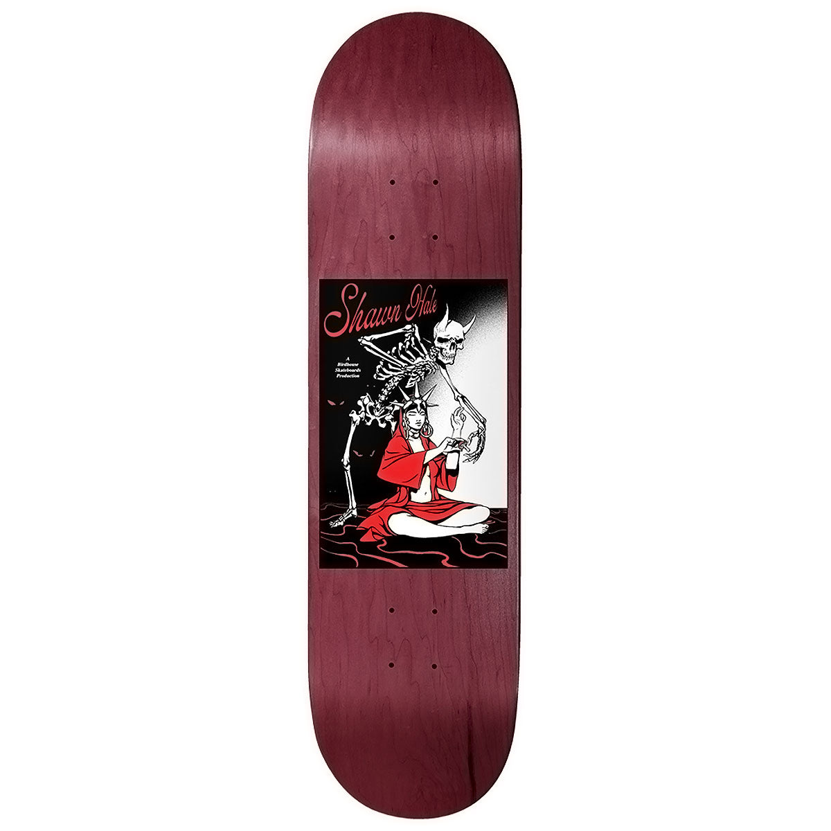 Birdhouse Shawn Hale Life Gives Death Skateboard Deck - Burgundy Veneer Stain - 8.50