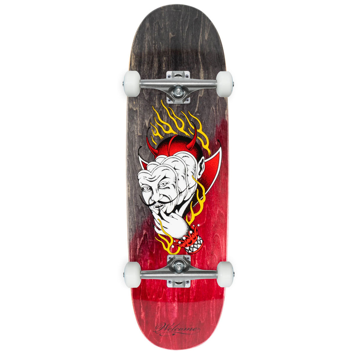 Welcome Diablo On A Boline 2.0 Skateboard Complete - Black/Red Stain - 9.50