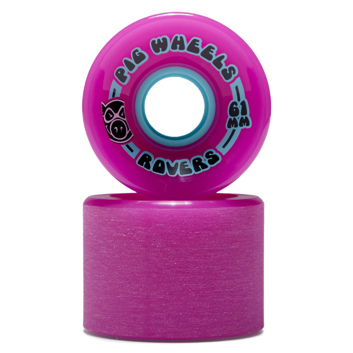 Pig Rover 85a Skateboard Wheels - Pink/Light Blue Core - 61mm image 2