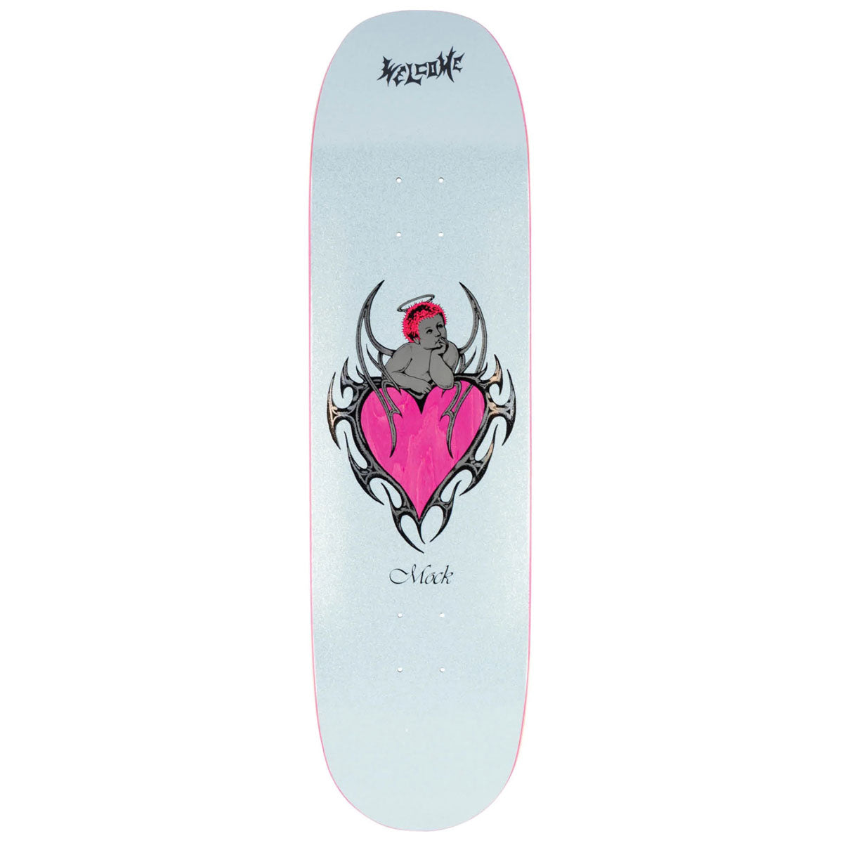 Welcome Cupid Evan Mock On A Moontrimmer 2.0 Skateboard Deck - Blue Glitter - 8.60