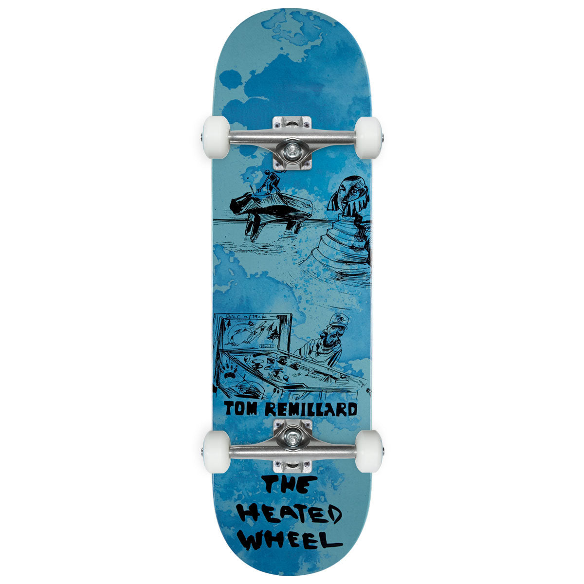 The Heated Wheel Tom Remillard Pinball Wizard Skateboard Complete - 9.00