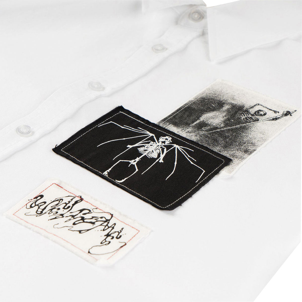 Welcome Bygone Oxford Patches Long Sleeve Shirt - White image 3