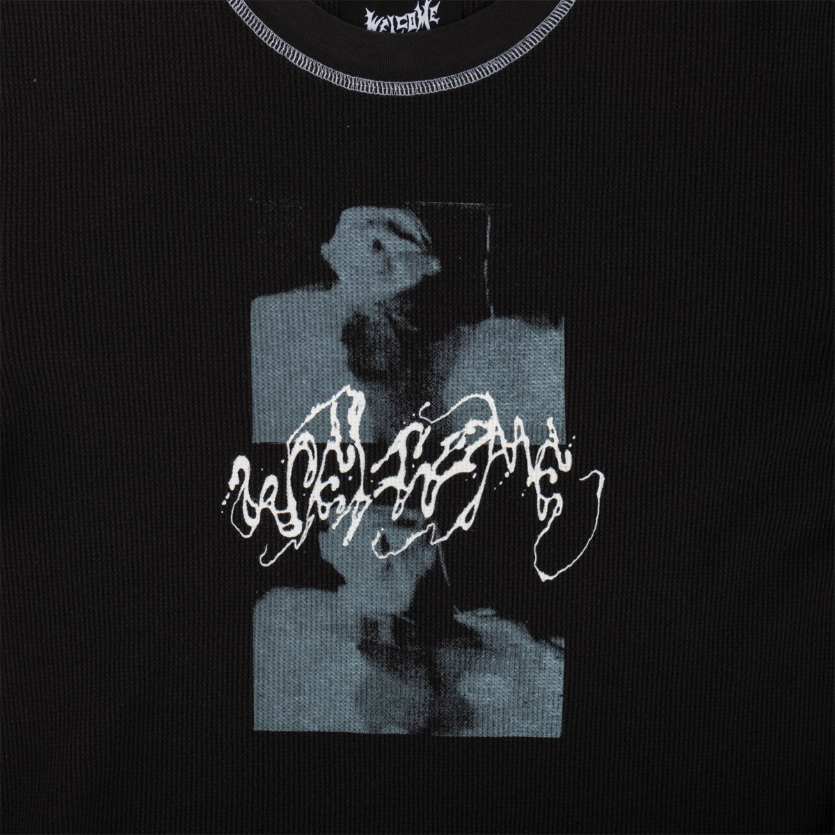 Welcome Scan Contrast Stitch Thermal Shirt - Black image 2