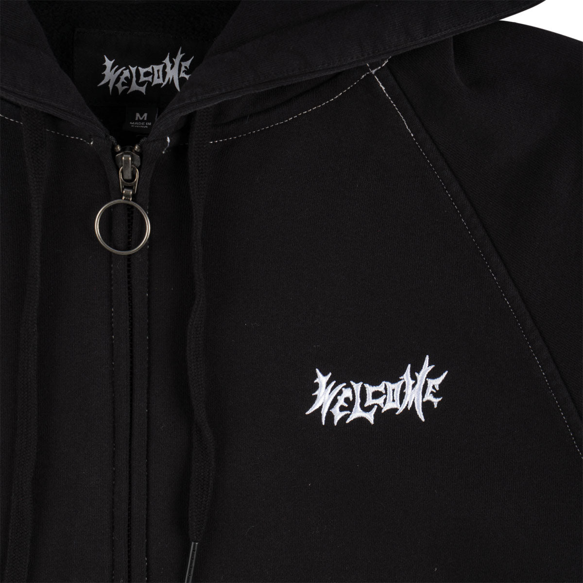 Welcome Vamp Cropped Studded Zip Hoodie - Black image 5
