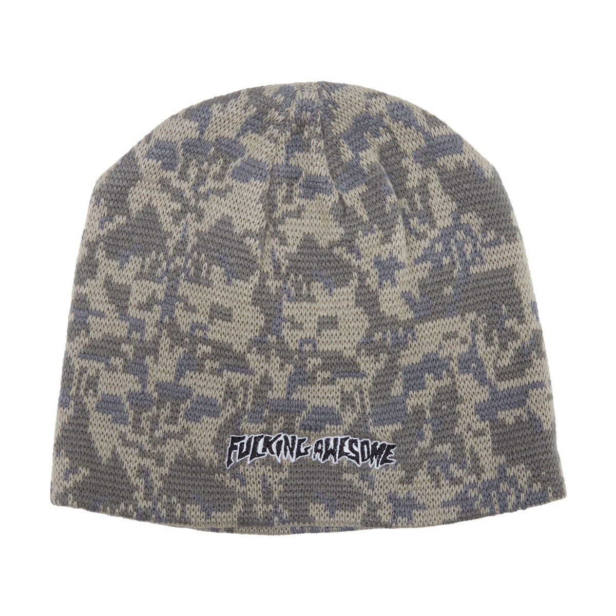 Fucking Awesome Embroidered Stamp Logo Skully Beanie - Camo image 1