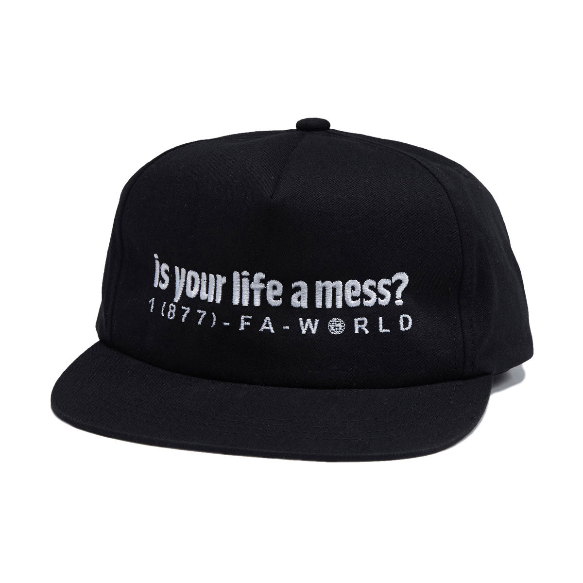 Fucking Awesome Is Your Life a Mess 6 Panel Snapback Hat - Black image 1