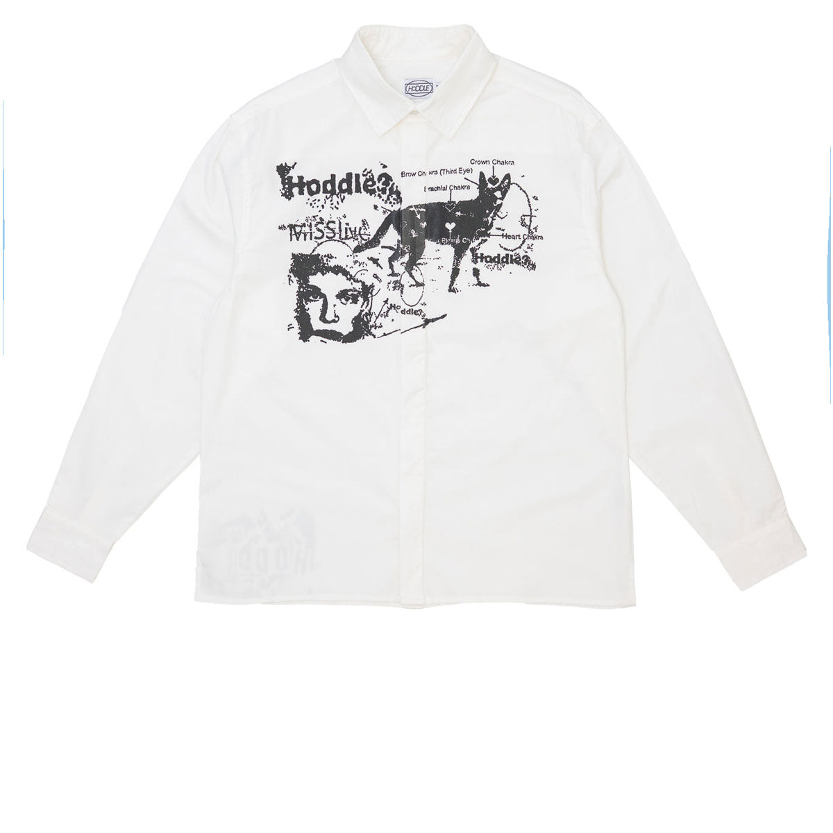 Hoddle A Sane Reaction Long Sleeve Oxford Shirt - White image 1