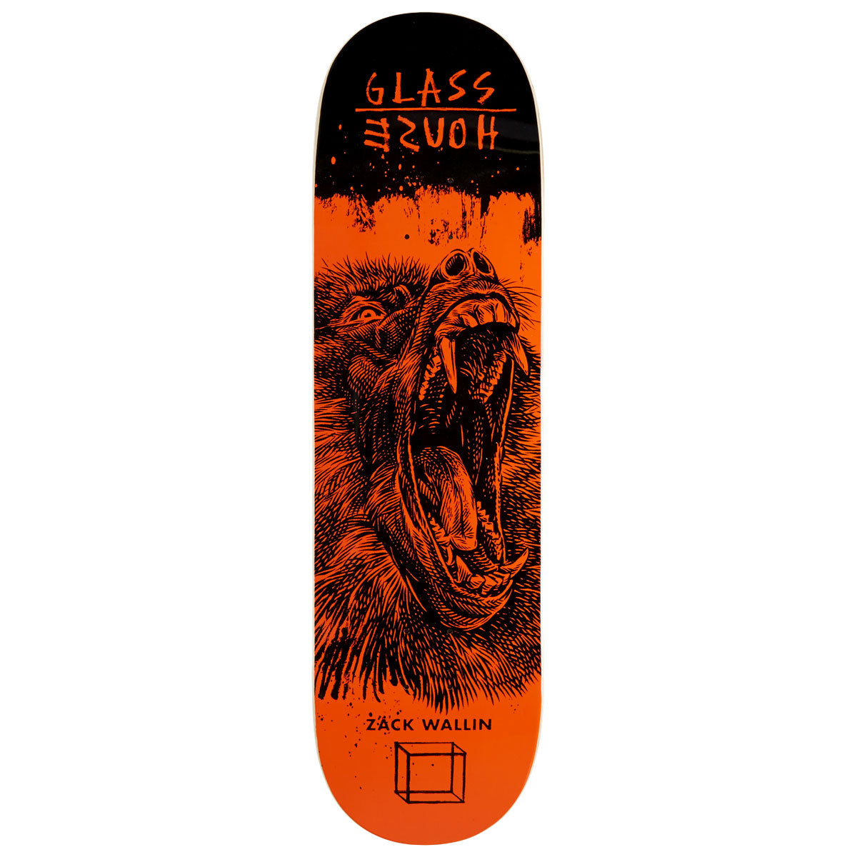 Glass House Wallin Baboon Skateboard Deck - Flourescent Orange - 8.75