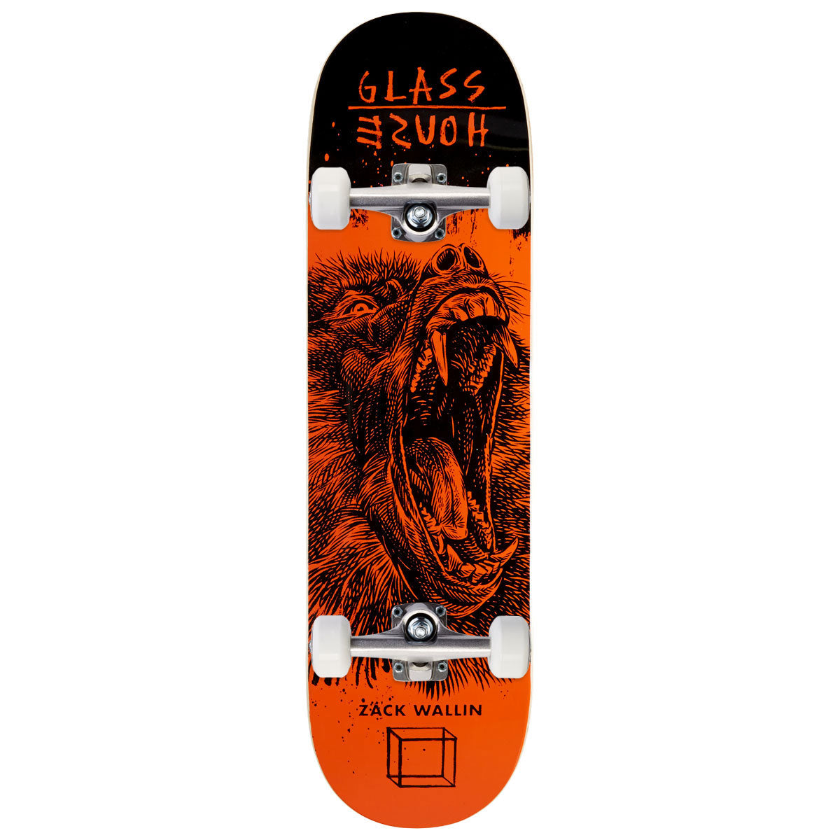 Glass House Wallin Baboon Skateboard Complete - Flourescent Orange - 8.75