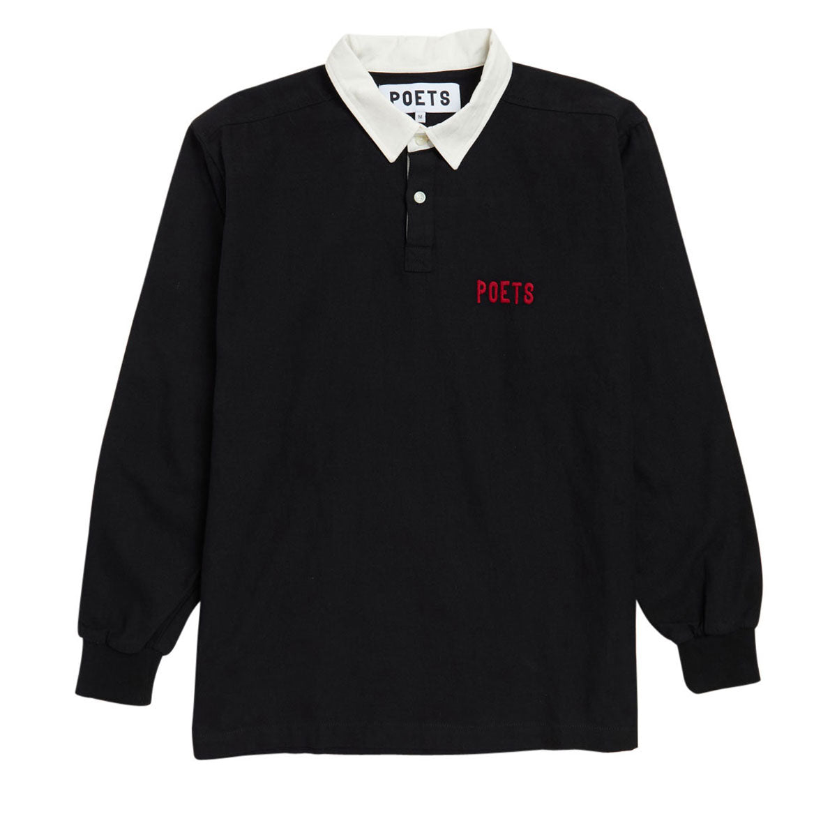 Poets Embroidered Logo Rugby Shirt - Black image 1