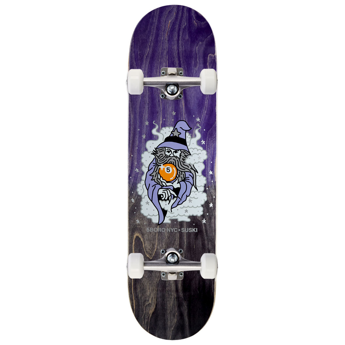5Boro Aaron Suski Wizard Skateboard Complete - Black/Purple - 8.25