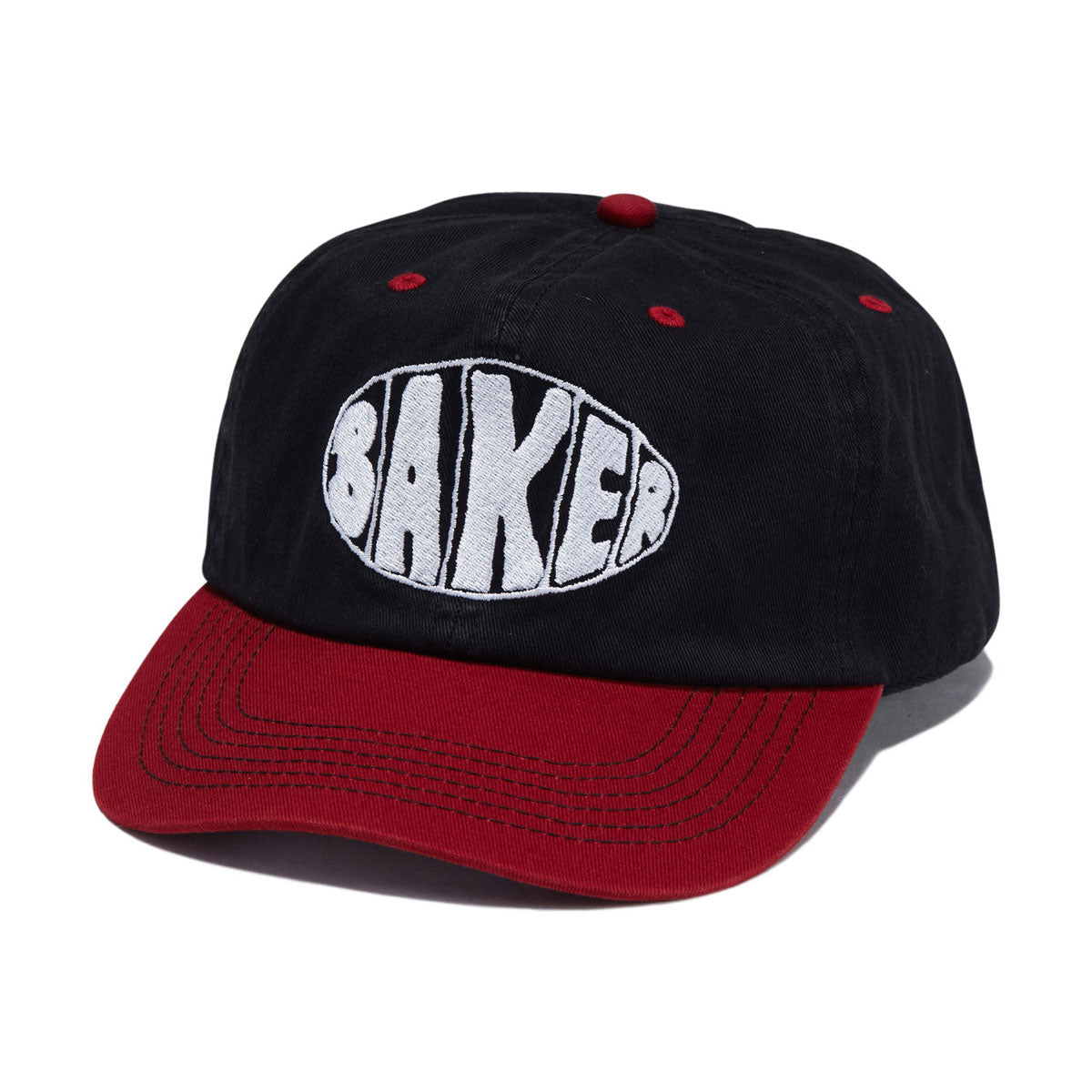 Baker Sprayed Oval Snapback Hat - Black/Red image 1