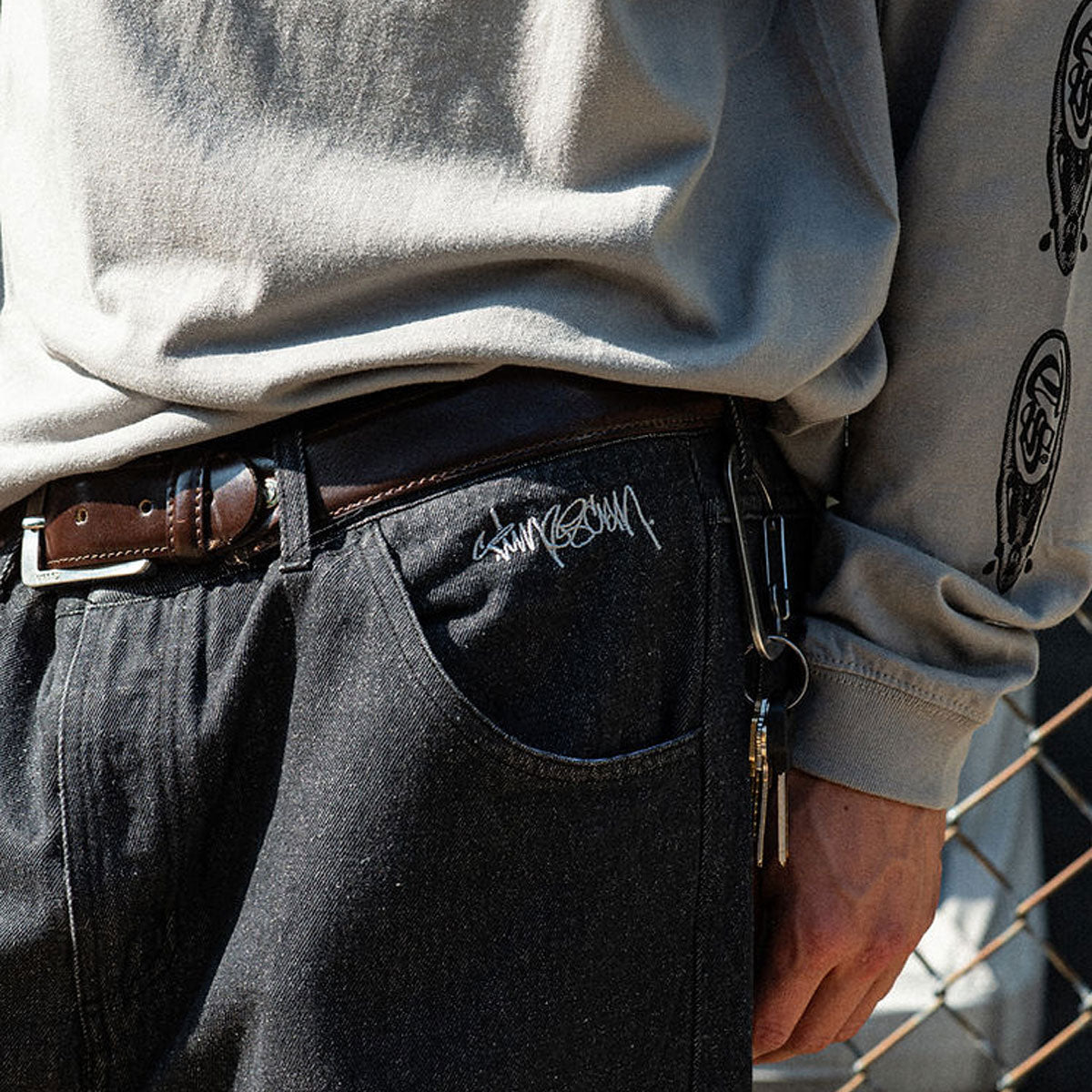 Timescan Relaxed Denim Jeans - Black image 5