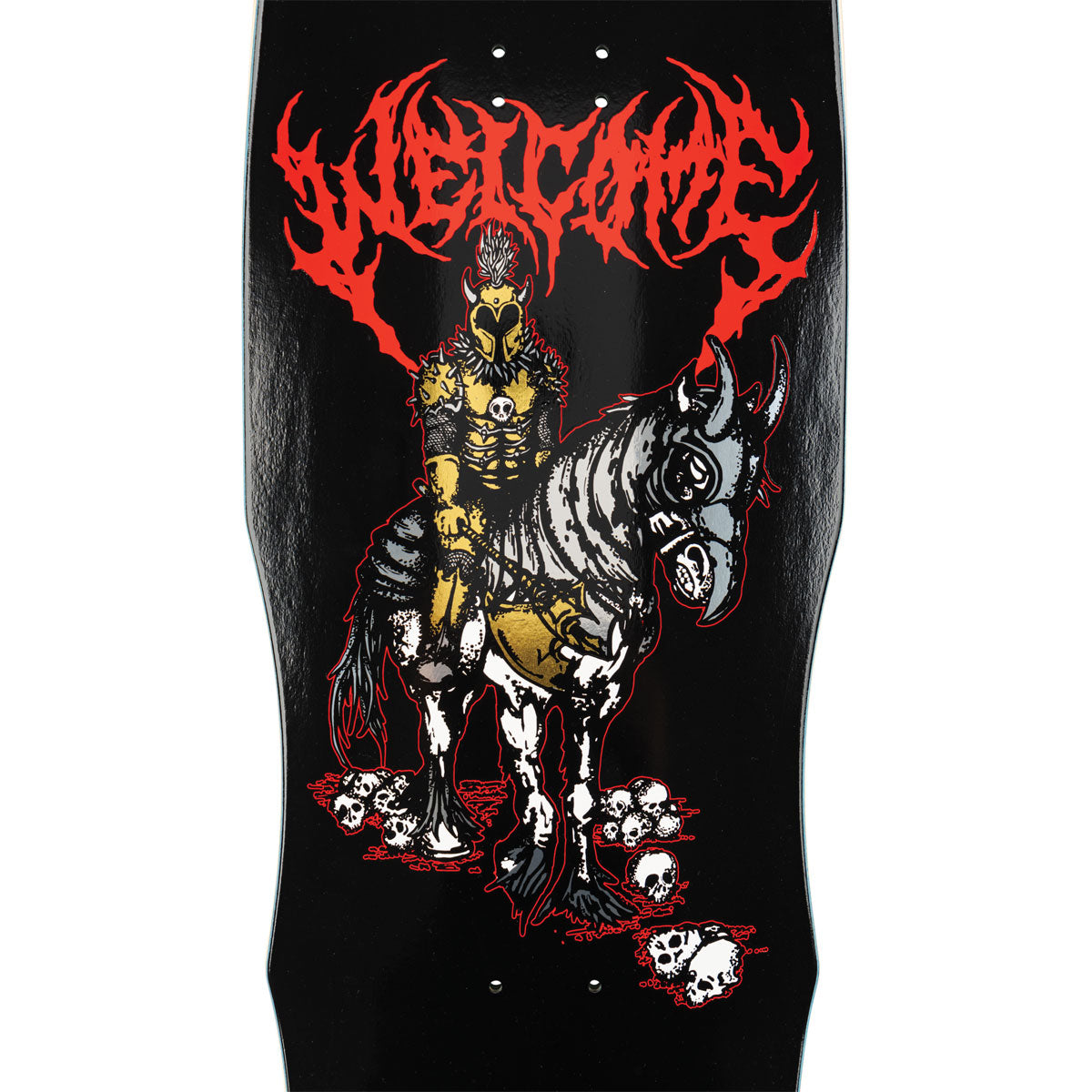 Welcome Rider On Dark Lord Skateboard Complete - Black/Gold Foil - 9.75