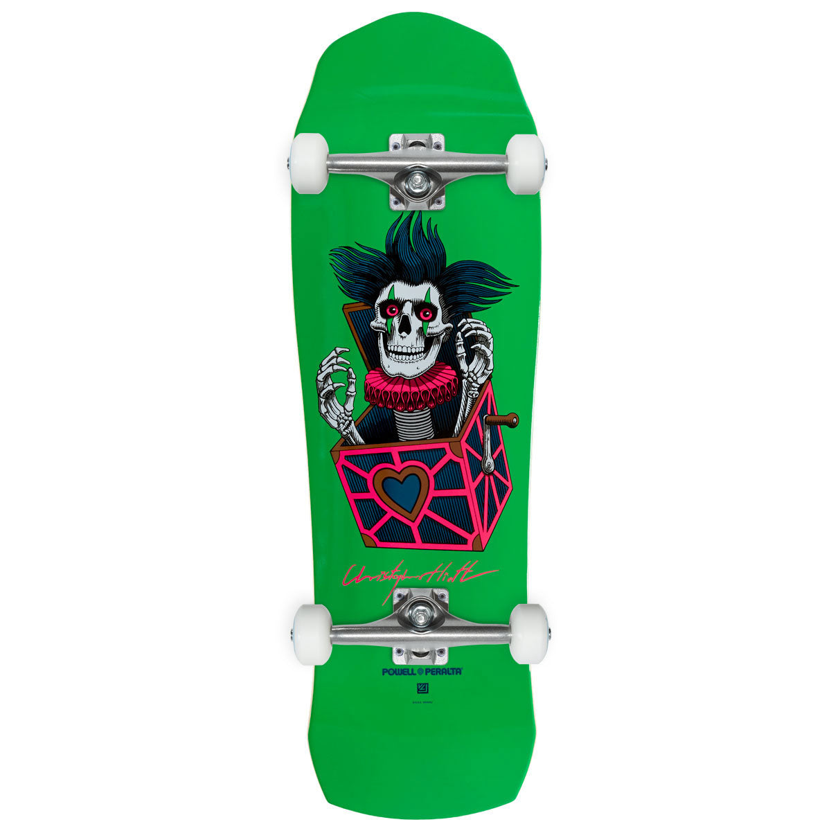 Powell-Peralta Chris Hiett Skull Skateboard Complete - Neon Green/Blue Foil - 10.00