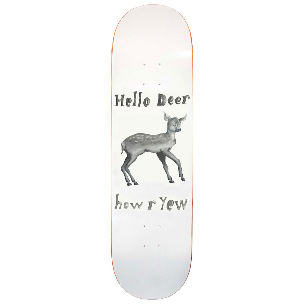 Yew Hello Deer Skateboard Deck - White - 8.50