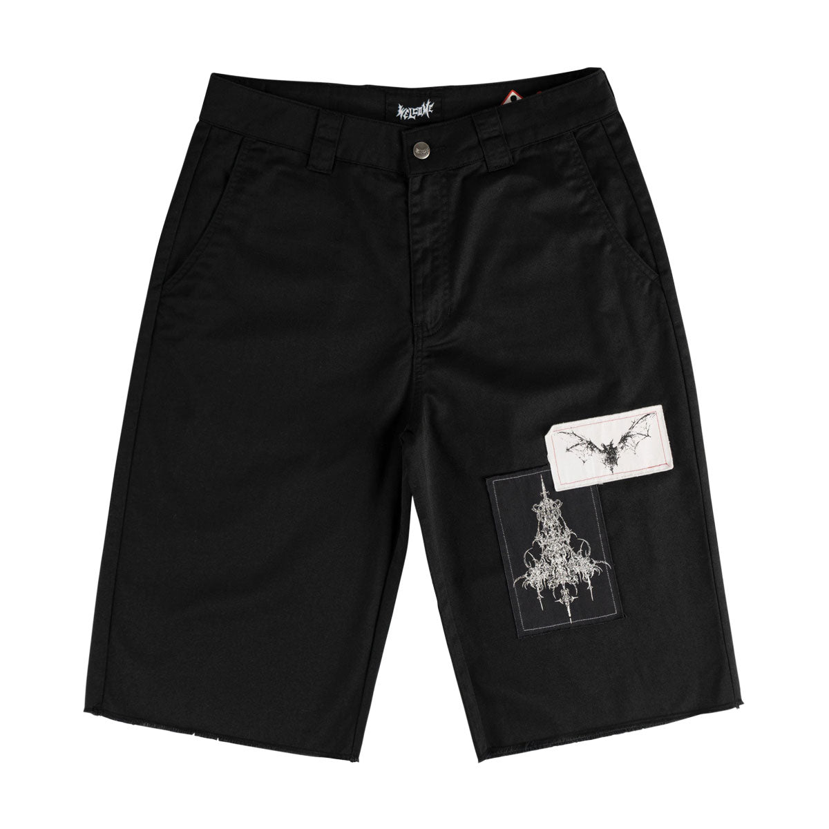 Welcome Shinner Cut-Off Twill Shorts - Black image 1