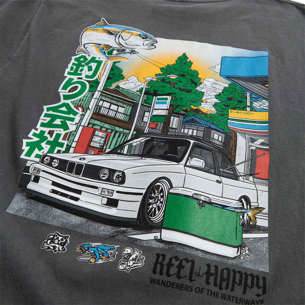 Reel Happy Cars and Fishing T-Shirt - Storm Grey Pigment image 3