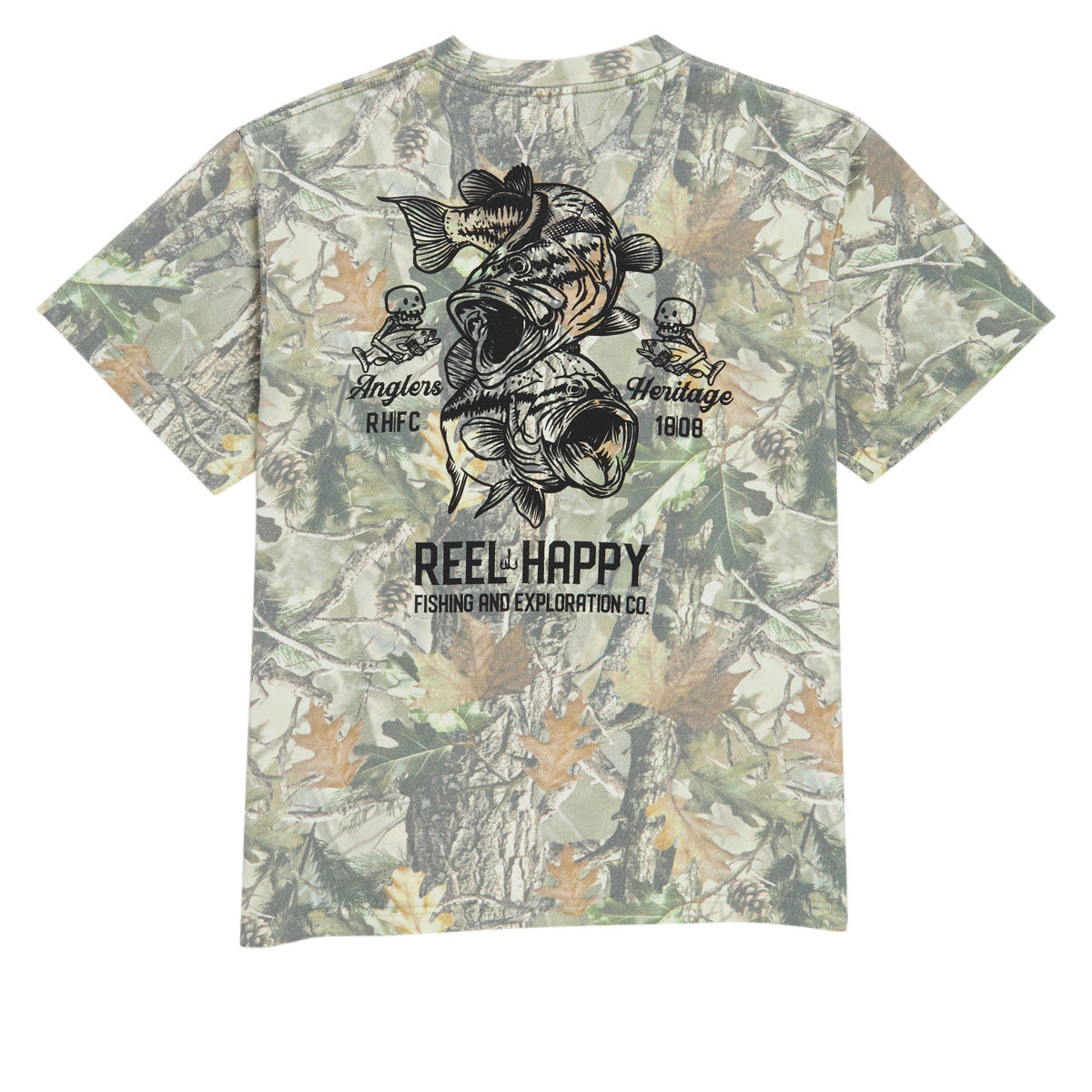 Reel Happy Bass School Box T-Shirt - Vintage Wood Camo image 2