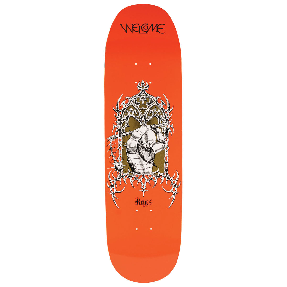 Welcome Flail Ryan Reyes On Baculus 2.0 Skateboard Deck - Tangerine/Gold Foil - 9.00