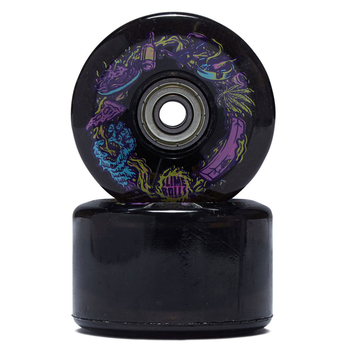 Slime Balls Neon Vomit Limited Edition Light Ups OG Slime 78a Skateboard Wheels - Black - 60mm image 2