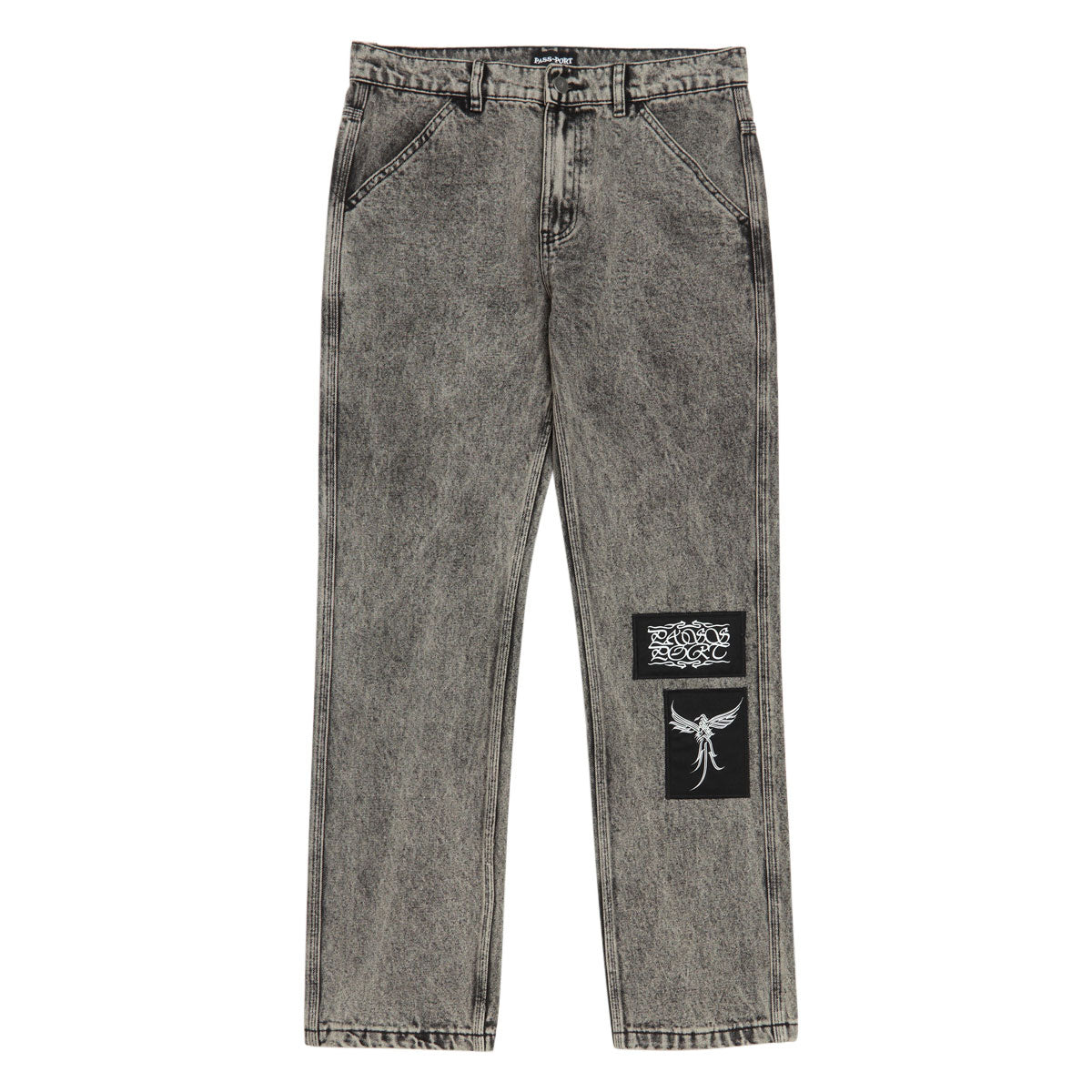 Passport Calligraphy Workers Club Straight Leg Jeans - Acid Grey image 1