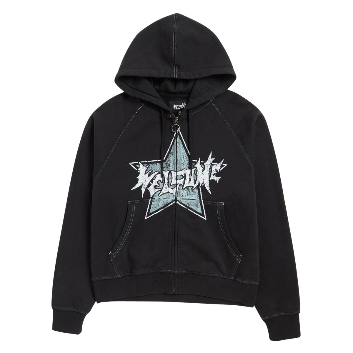 Welcome Allstar Cropped Zip Hoodie - Black image 1