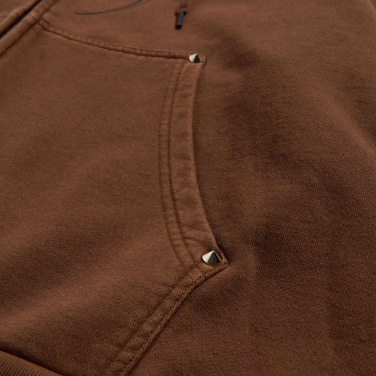 Welcome Grapple Crop Studded Zip Hoodie - Brown image 4