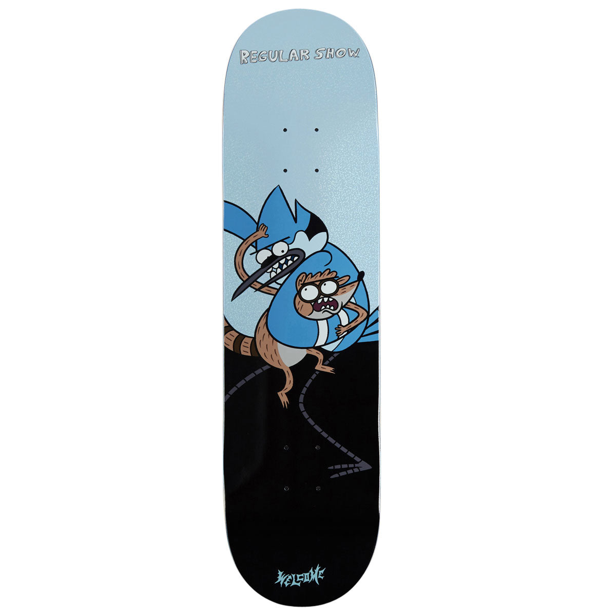 Welcome x Regular Show Fight Skateboard Deck - Black/Prism Foil - 8.25