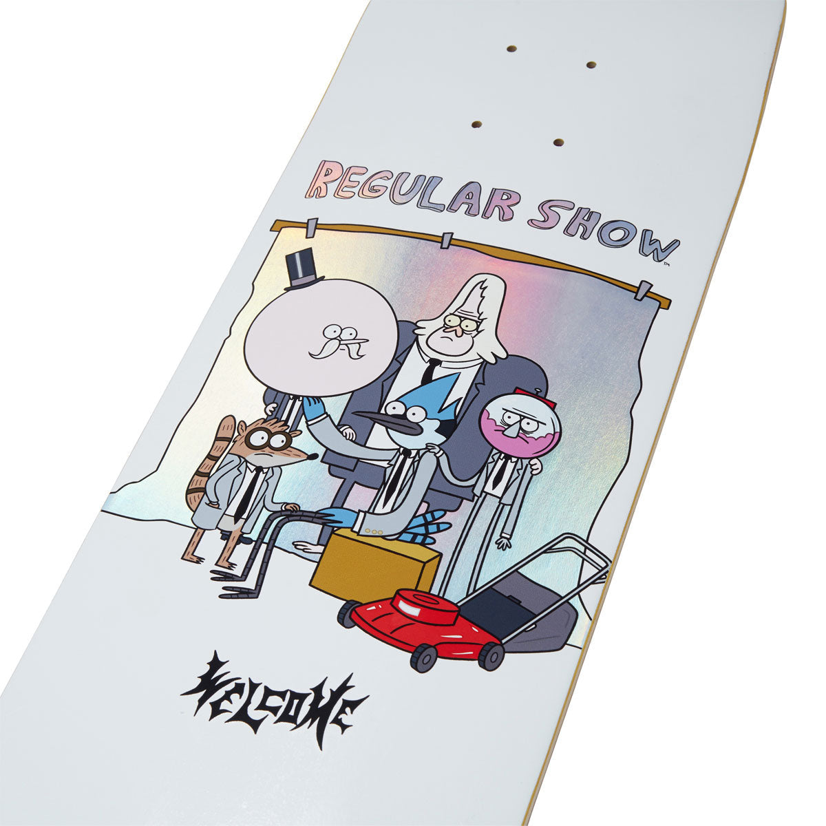 Welcome x Regular Show Group Skateboard Complete - White/Prism Foil - 8.50