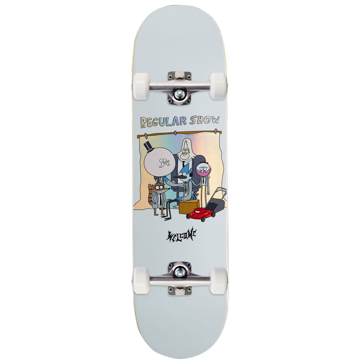 Welcome x Regular Show Group Skateboard Complete - White/Prism Foil - 8.50