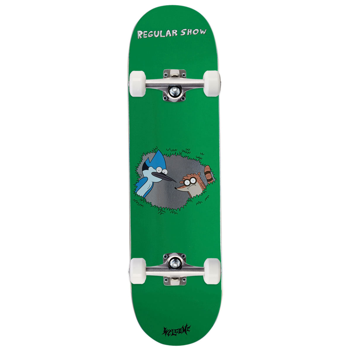 Welcome x Regular Show Shrub Skateboard Complete - Green/Silver Foil - 8.50
