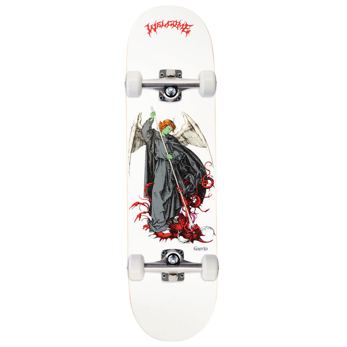 Welcome Spear Nick Garcia Skateboard Complete - White/Red - 8.50