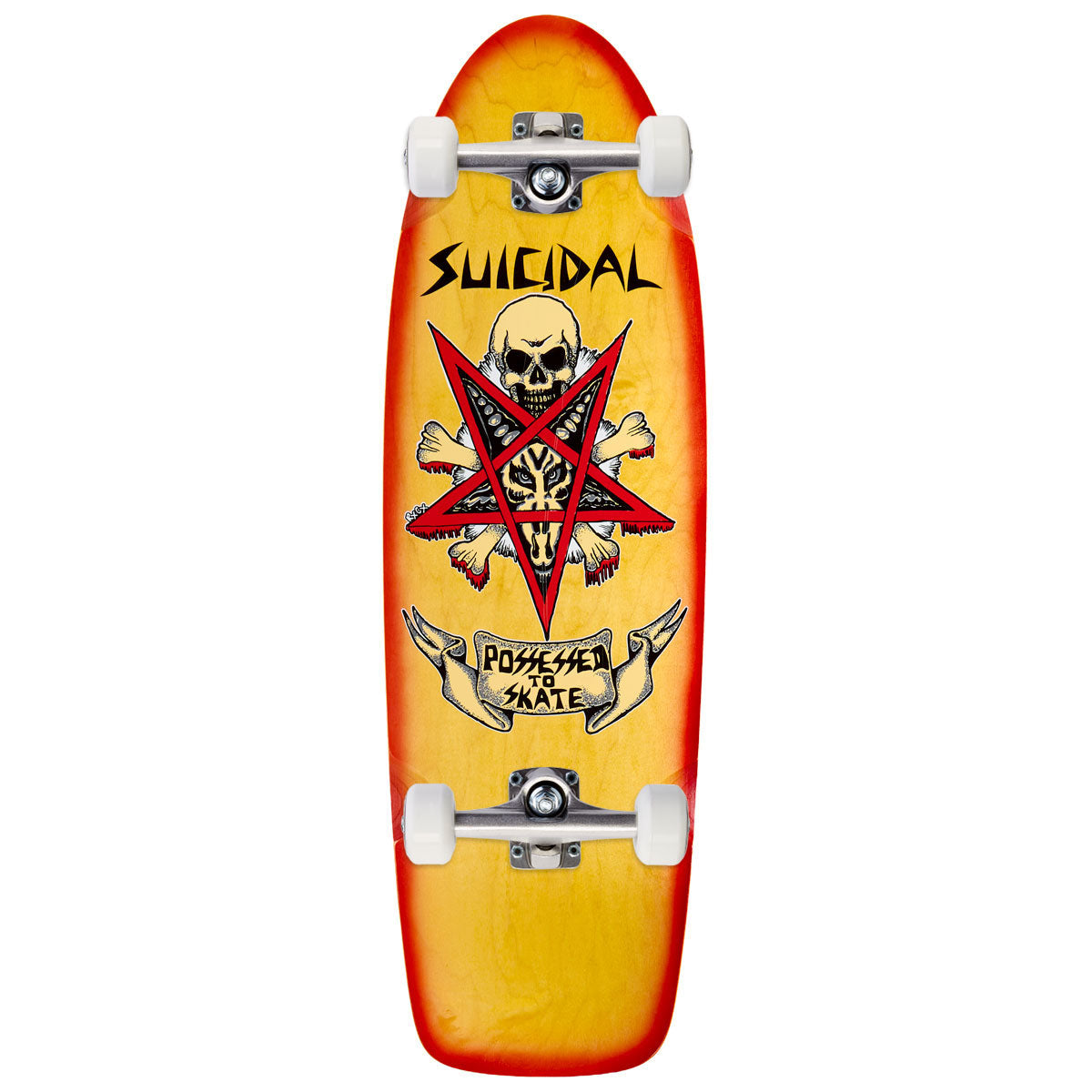 Dogtown x Suicidal Skates Possessed To Skate 70s Classic Skateboard Complete - Yellow Stain/Red Fade - 9.00