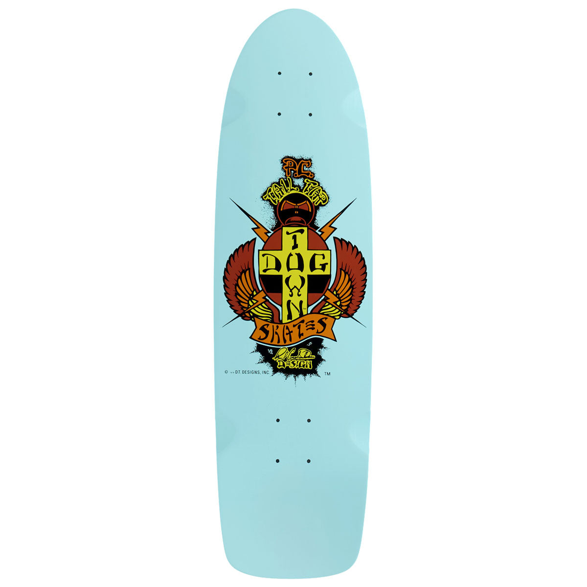 Dogtown PC Tail Tap OG 70s Classic Skateboard Deck - Sky Blue Full Dip - 8.375