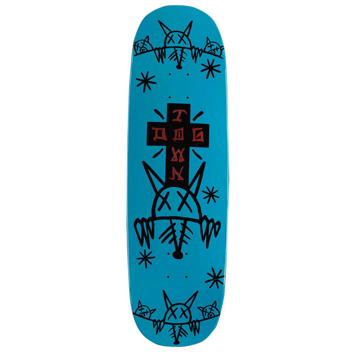 Dogtown Rat Face 2 Square Egg Skateboard Deck - Neon Blue - 9.383