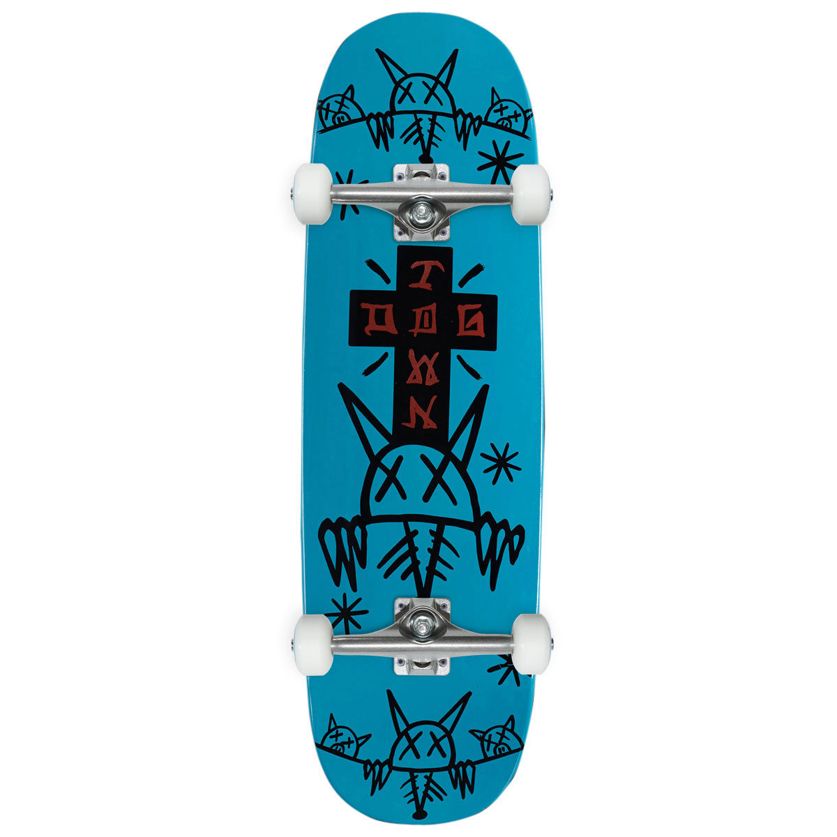 Dogtown Rat Face 2 Square Egg Skateboard Complete - Neon Blue - 9.383