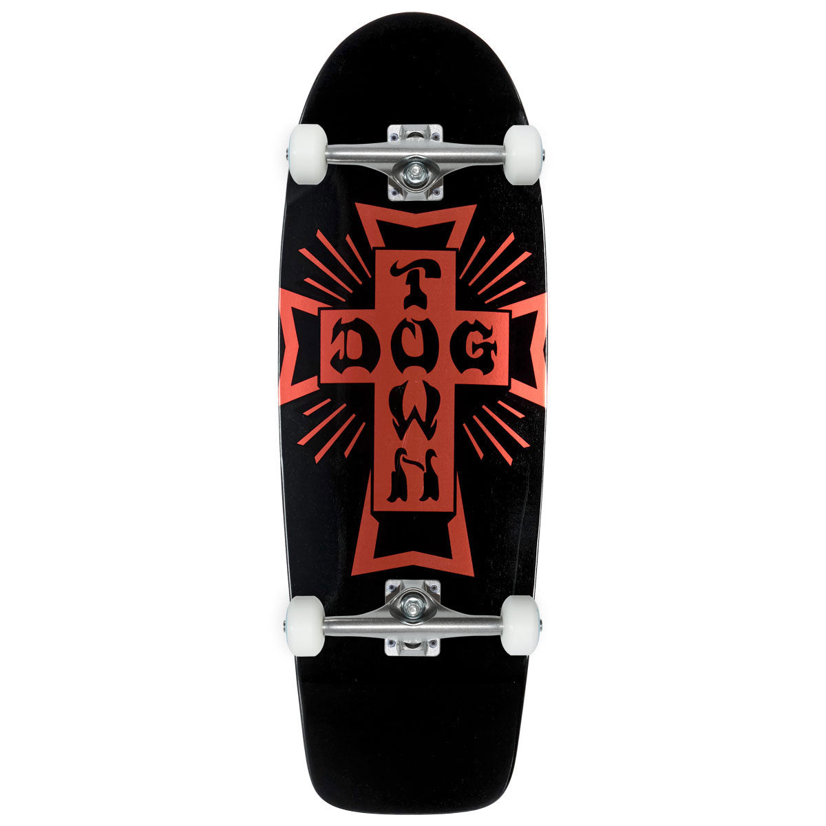 Dogtown Cross Logo 70s Rider Skateboard Complete - Gloss Black/Metallic Red Cross - 10.00