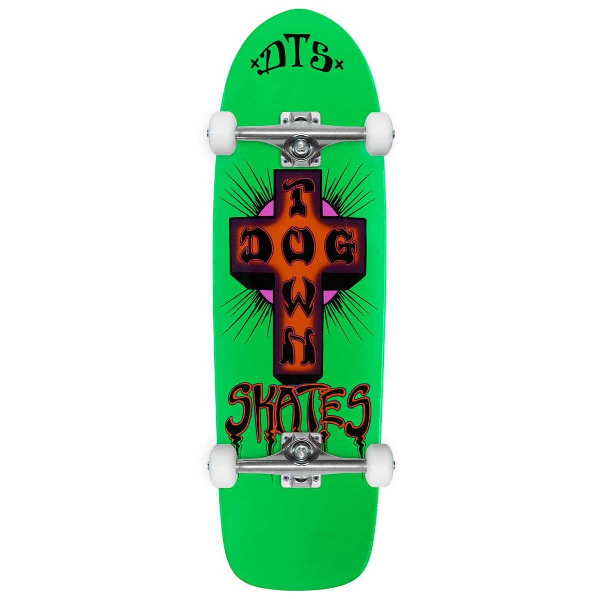 Dogtown Bigger Boy Skateboard Complete - Neon Green/Orange Cross - 9.523