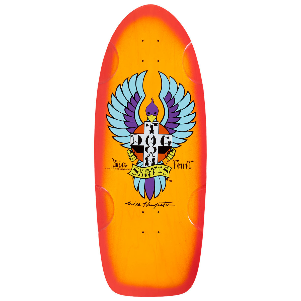 Dogtown Big Foot OG 70s Classic Skateboard Deck - Transparent Orange/Red Fade - 11.788