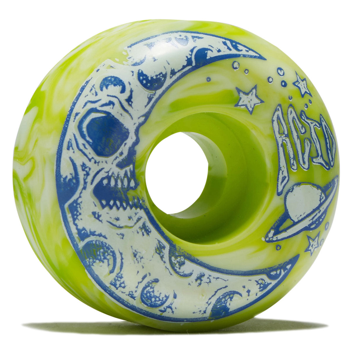 Acid Moon Type A 99a Side Cut Skateboard Wheels - Green/White Swirl - 52mm image 1