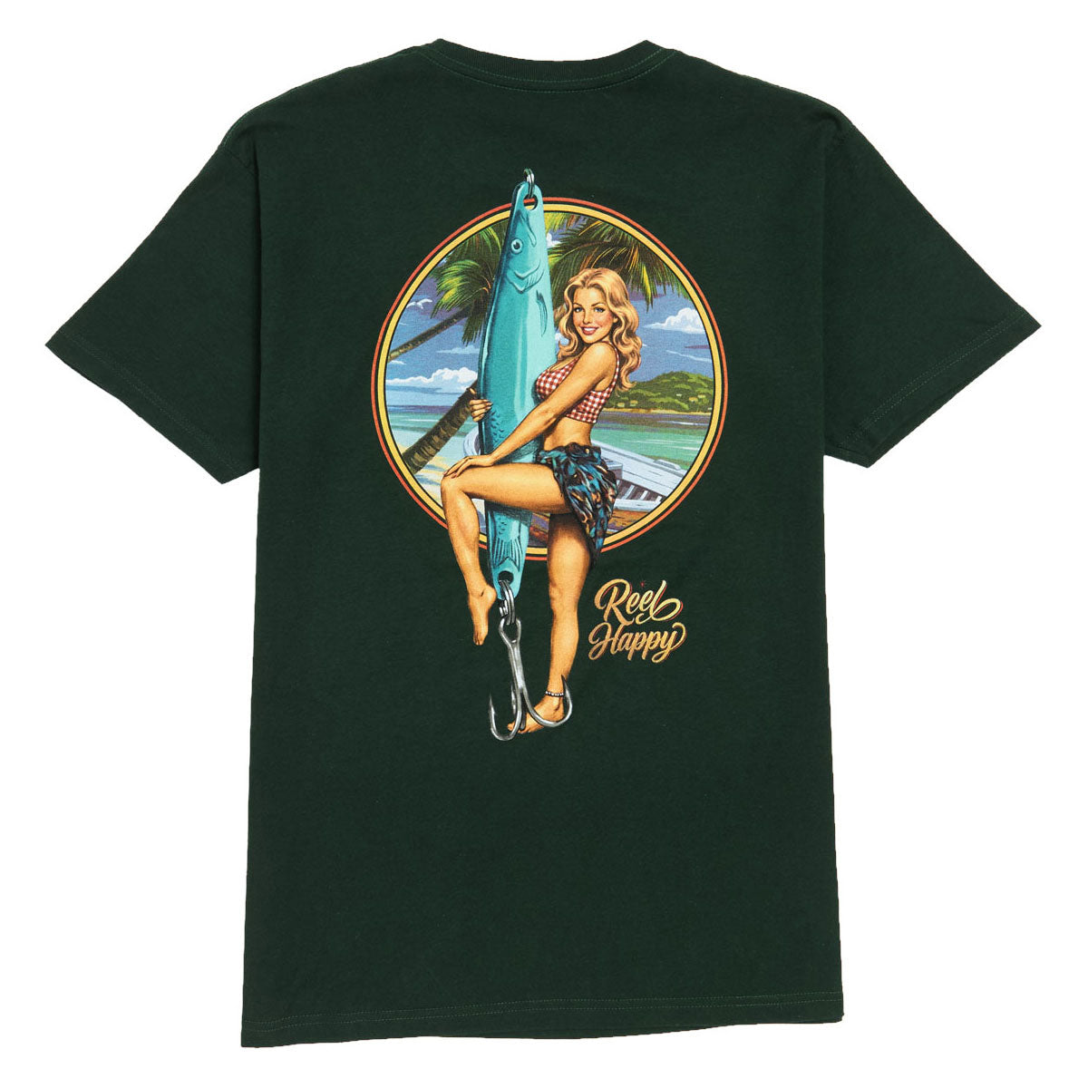 Reel Happy Lucky Lure T-Shirt - Forest Green image 1