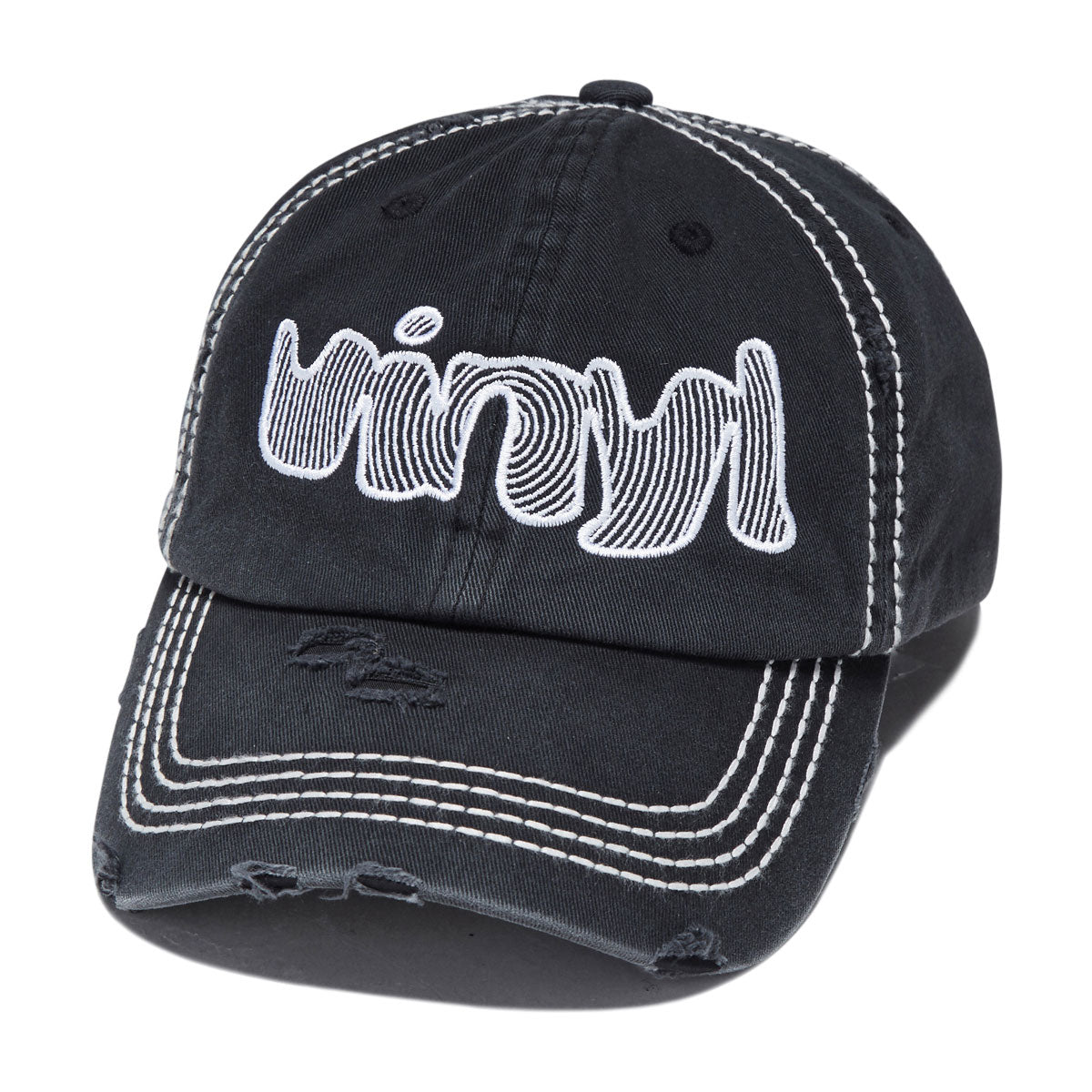 Vinyl Spiral Dad Hat - Distressed Black image 1