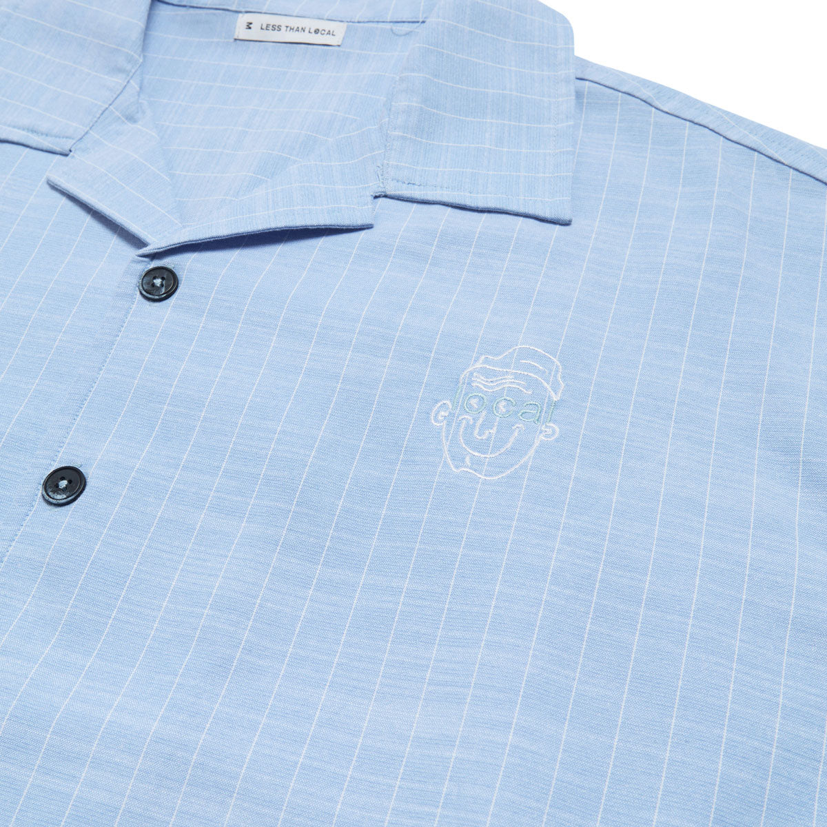Less Than Local Linen Button Up Shirt - Blue Pinstripe image 3