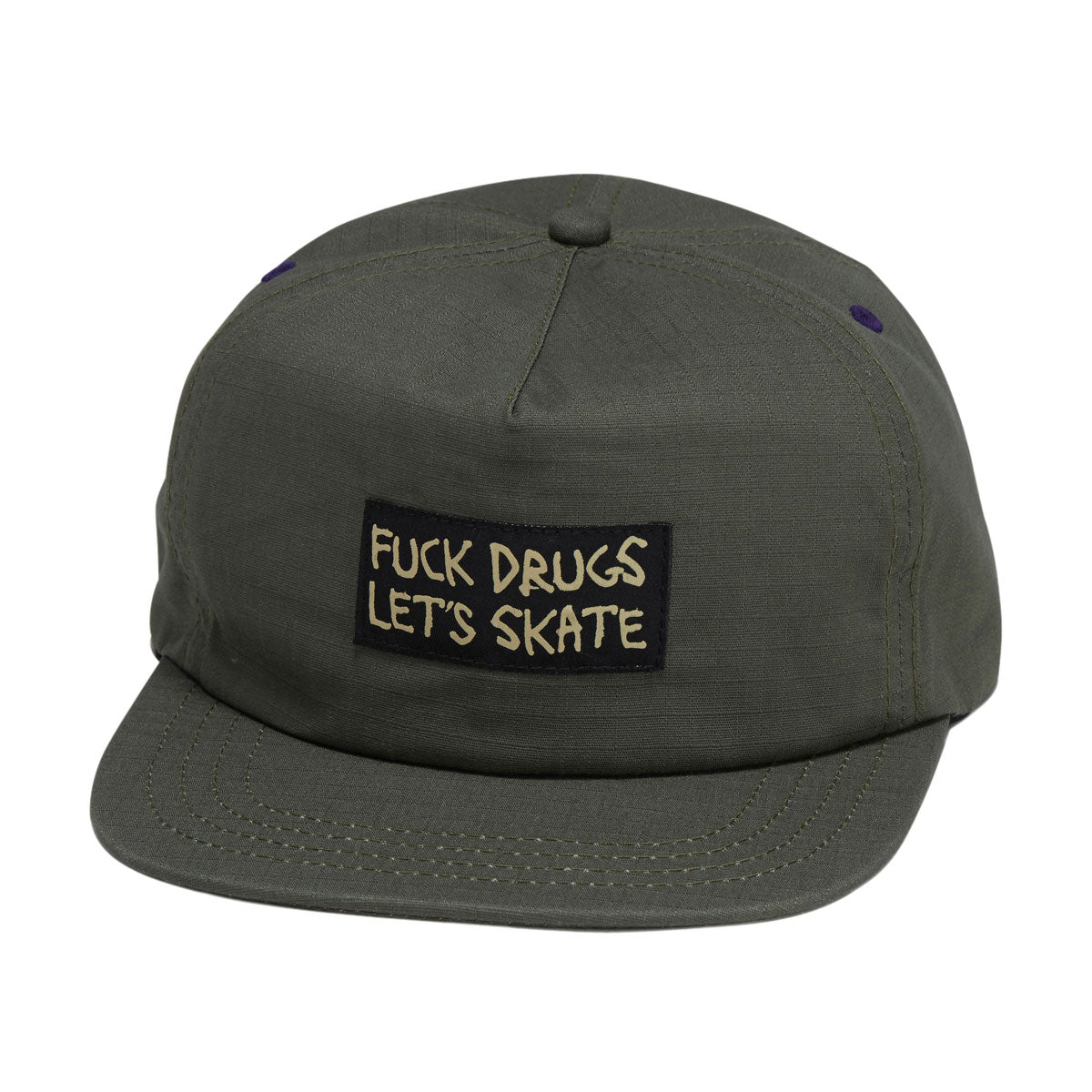 Heroin Fuck Drugs Snapback Hat - Olive image 1
