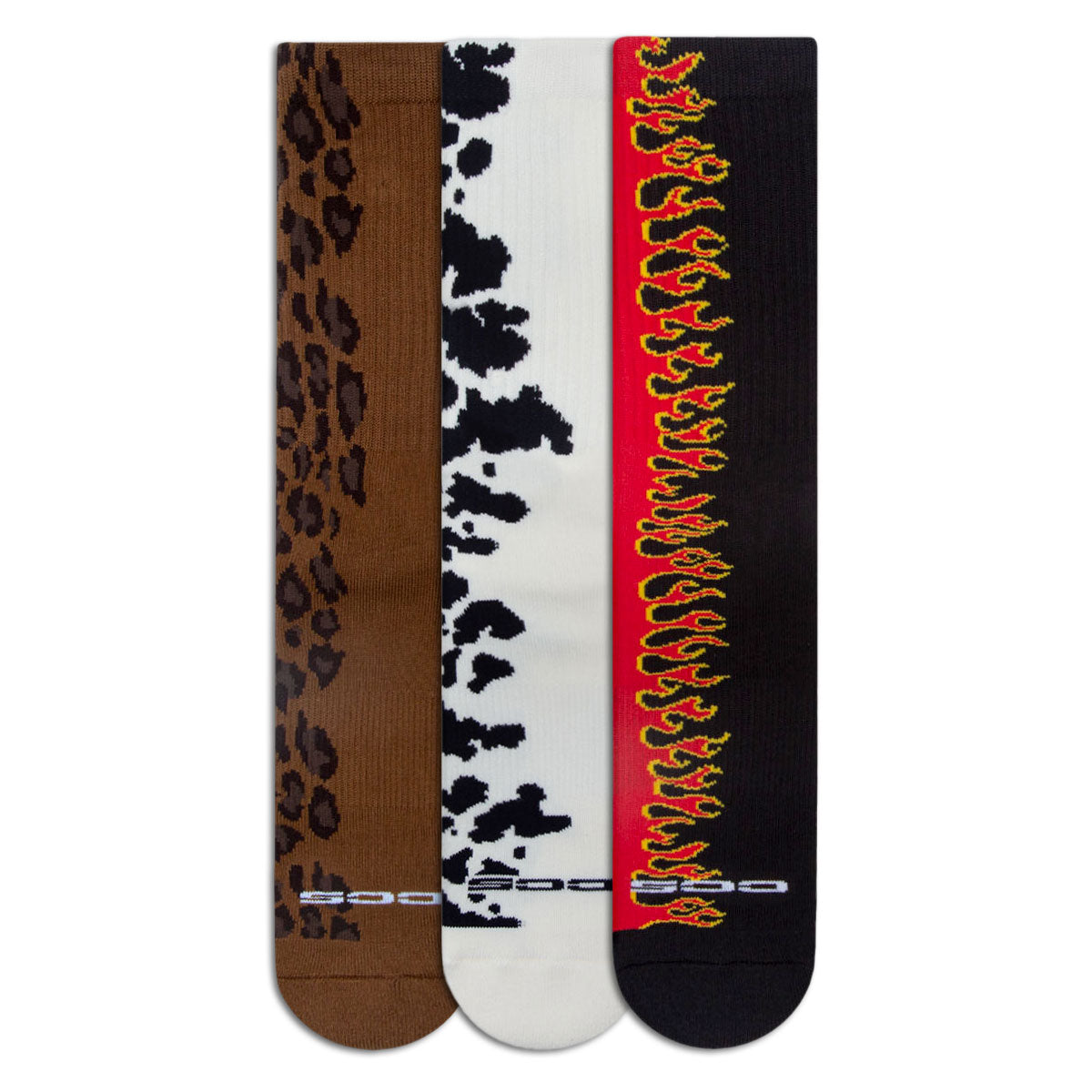 CCS 3 Pack Pattern Socks - Leopard/Cow/Flame image 2
